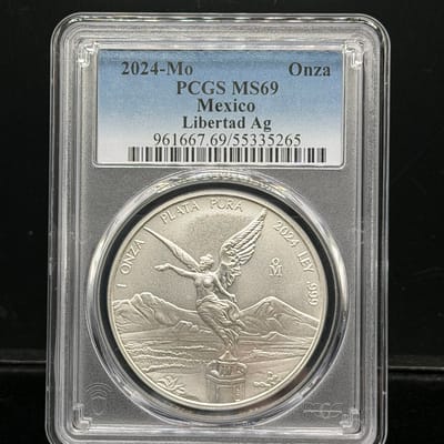 2024-Mo Mexico Silver Libertad 1 Onza PCGS MS69