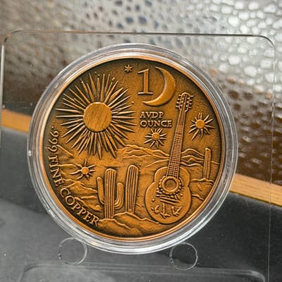 Mexican Sugar Skull Colorized .999 Copper in Cap - additional view