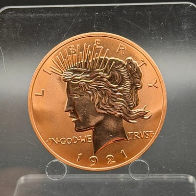 Copper 1 oz Reverse Proof Peace .999 Fine Copper 