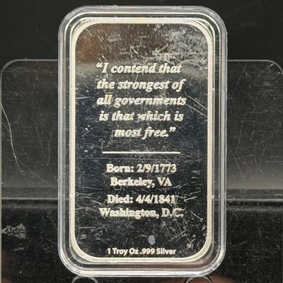 Presidential Silver Bar 1oz .999 ~ Wm Harrison - additional view