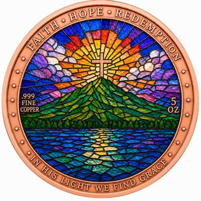 Stained Glass Christ the Redeemer Color 5oz Copper - additional view