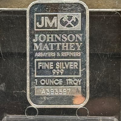 JM Johnson Matthey 1oz Bar JM Back ~ A4393597