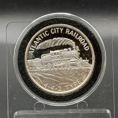 Atlantic City Railroad 4-4-2 Type. 1 oz. .999 silv