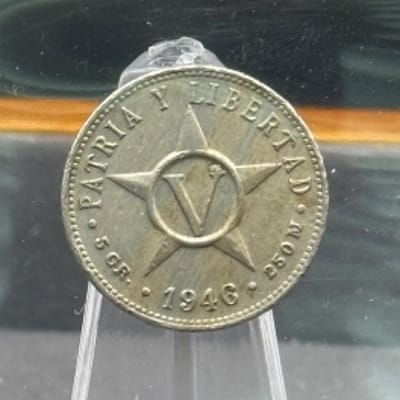 1946 Republic De Cuba Cinco Centavos Libertad C4