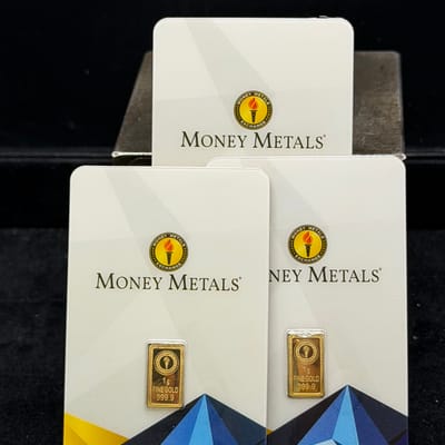 Money Metals 1 gram  .999 Fine Gold Bar - additional view