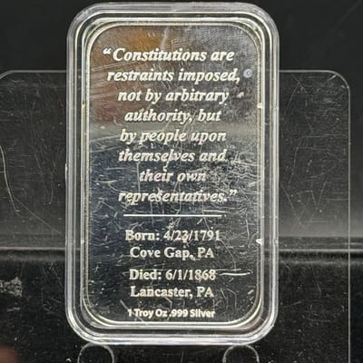 Presidential Silver Bar 1oz .999 ~ James Buchanan - additional view