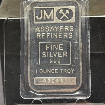 JM Johnson Matthey 1oz Bar Blank Back ~ Bx4