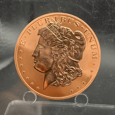 2 x Copper 1 oz Reverse Proof Morgan .999 Fine Copper