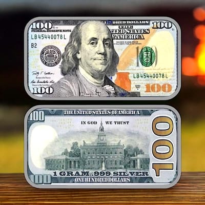 Benjamin Franklin 1g Silver 1g Colorized