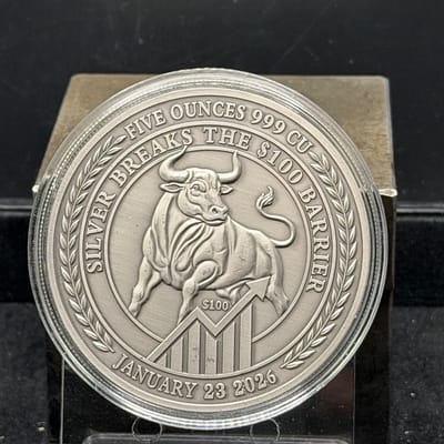 2026 Silver Breaks $100 Bull Market 5 oz .999 Fine - additional view