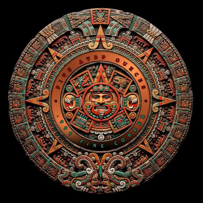 Aztec Moon Angel Colorized 5 oz Copper Medal - additional view