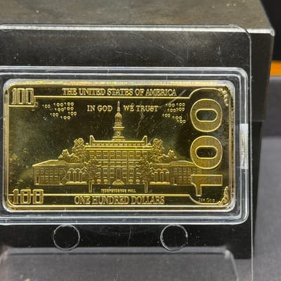 Copper Gold Plated 1oz Bar: Trump 100 bar in Caps - additional view