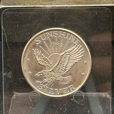 NEAR SPOT Silver 1oz 999 Sunshine 1984 Silver