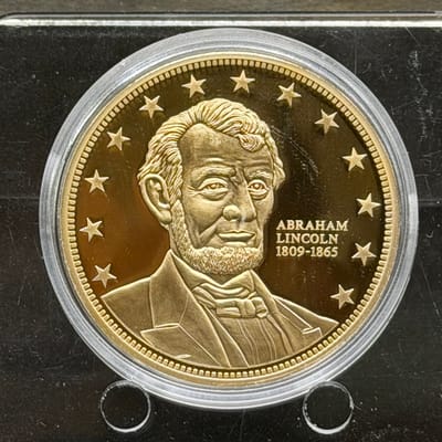 Copper/24Gold Covered 1oz:Cival War Abraham Lincon