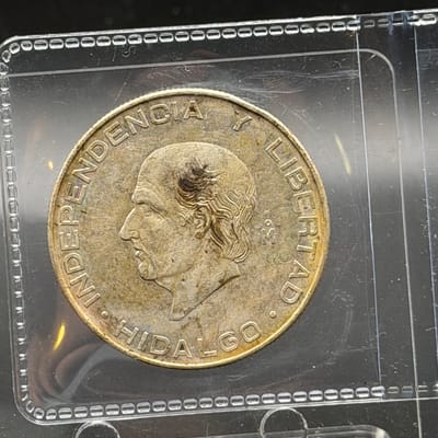 Mexican Hidalgo 1955 5 Peso Silver coin ~ ASW 0.41