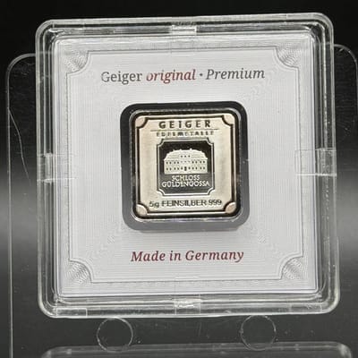 5G Geiger Silver Bar in Assay .999 Fine