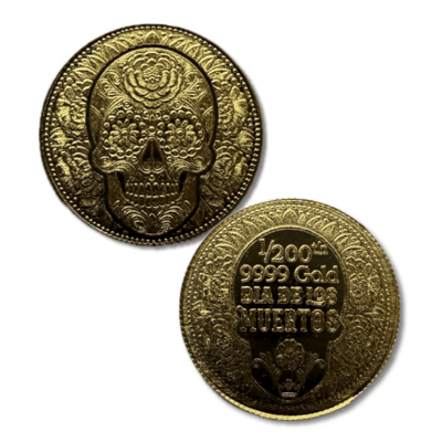 DAY OF THE DEAD ROSE SKULL 1/200 OZ GOLD IN CAPS