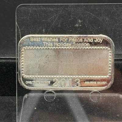Seasons Greetings ~ Christmas Silver Bar 1oz 999 - additional view