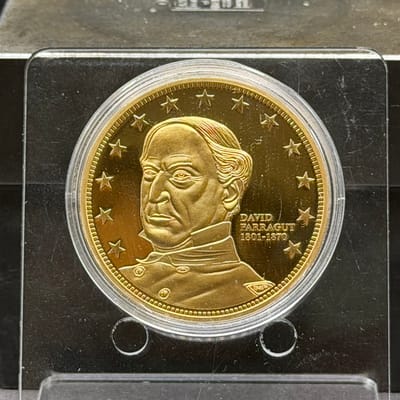 Copper/24Gold Covered 1oz: Cival War Gen Farragut