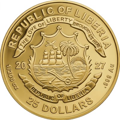2027 Liberia Year of the Goat 1/200 oz Gold Coin - additional view