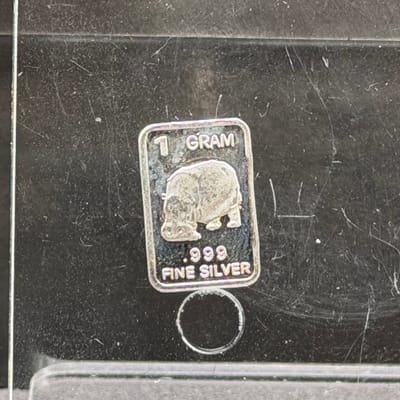 Silver 1 Gram: Hippo ~ Box B