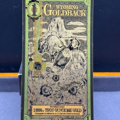 Wyoming 1 Goldbacks Gold Polymer Note Valaurum BU - additional view