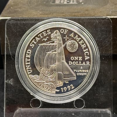 1992 Columbus  Silver Dollar 0.76 oz under melt