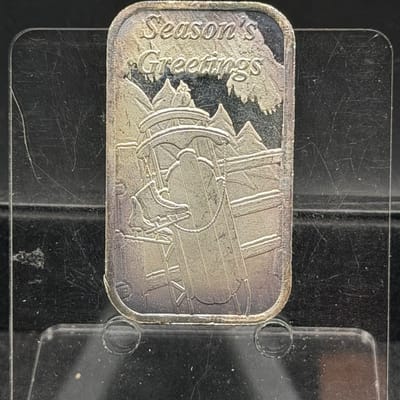 Seasons Greetings ~ Christmas Silver Bar 1oz 999