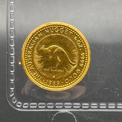 1989 1/10 OZ GOLD AUSTRALIAN NUGGET RED KANGAROO