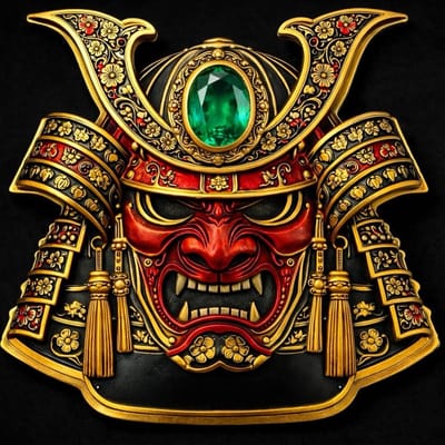 Shaped Samurai Mask 5oz Copper Medal in Display bx