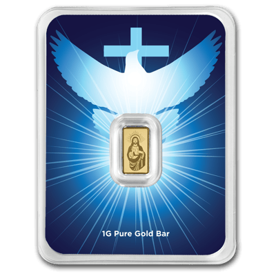 Jesus & Doves 1g Gold Bar Carded