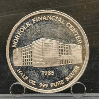 TWO x Vintage 1985 1/2 Oz 999 Silver Norfolk Financial