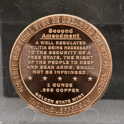 2 x Copper 2nd Amendment Right to bear arms ~ Copper AUCT - additional view
