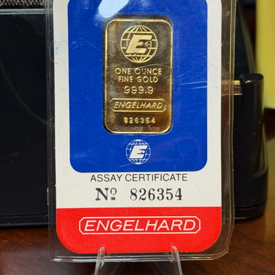 Engelhard 1oz Gold Bar ~ No Staples