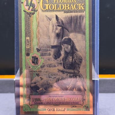 1/2 FLORIDA Goldback Aurum Gold Foil Note 1/2000oz - additional view