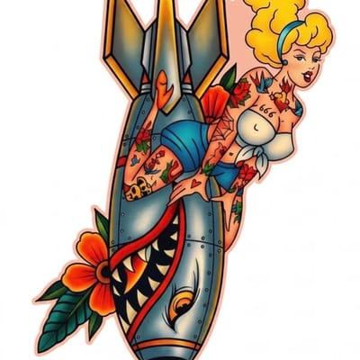 Bomber Girl Shaped Colorized 1 oz Copper Medal 