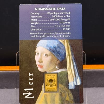 Vermeer Girl with Earring Gold 1/1000oz Coin - additional view