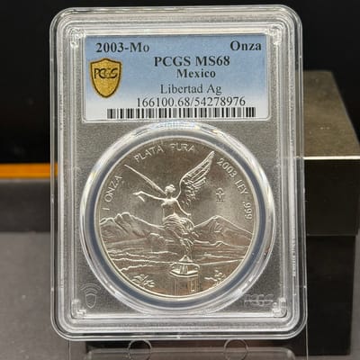 2003-MO MEXICO LIBERTAD SILVER ONZA PCGS MS68