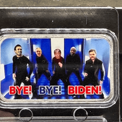 Bye! Bye! Biden / Trump 2024 1oz Colorized bar