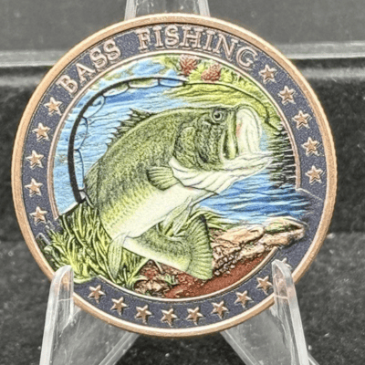 Colorized Bass Fishing Copper Round