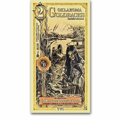 Oklahoma 2 Goldback 1/500 Oz Gold .999