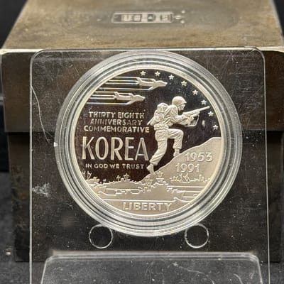 1991 Korea 35th Silver Dollar 0.76 oz Near Melt