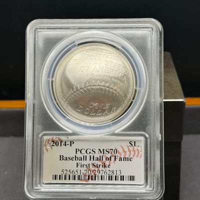 2014P Baseball Hall of Fame Silver Dollar NGC MS70