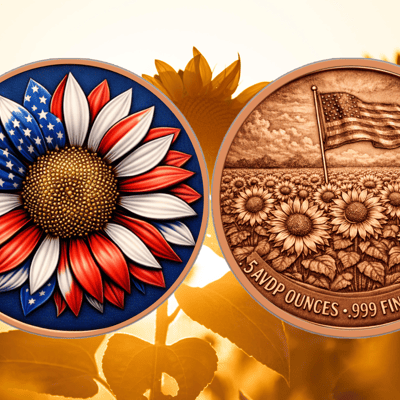 Freedom Flower Colorized 5oz Copper in Capsule