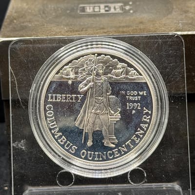 1992 Columbus  Silver Dollar 0.76 oz under melt - additional view