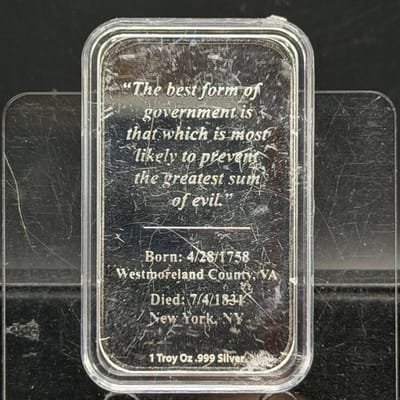 Presidential Silver Bar 1oz .999 ~ James Monroe - additional view