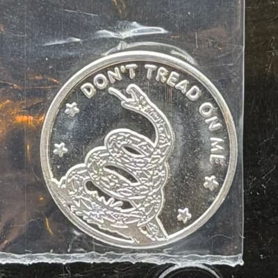 Dont Tread on Me Round ~ Silver 1g by Pan Silver