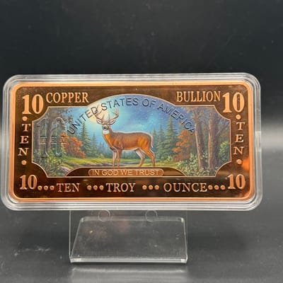 2025 10oz Whitetail Deer .999 Fine Copper Bar