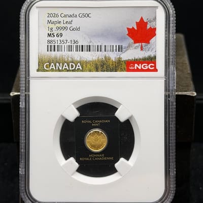 2026 Gold 1g Maple Leaf ~ NGC MS69