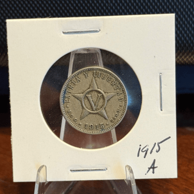 1915 Republic De Cuba Cinco Centavos Libertad LotA